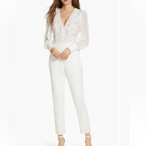 Adelyn Rae Ivory Lace-Accented Jumpsuit